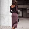 Elastyczna spódnica Julie czekolada - obrazek 3