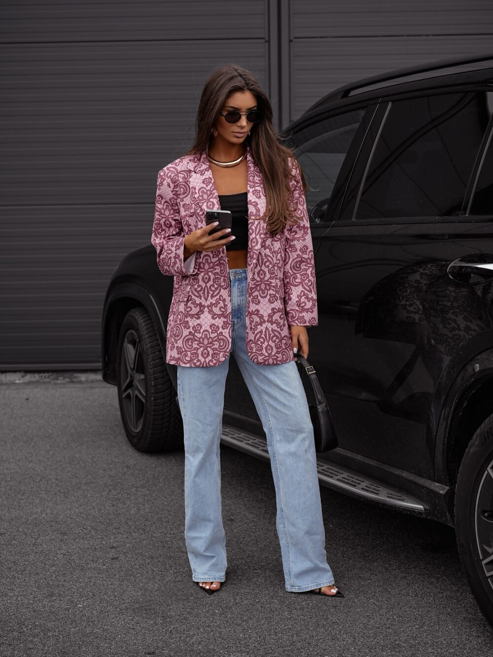 Marynarka Lace Chic w odcieniach różu i bordo - obrazek 3