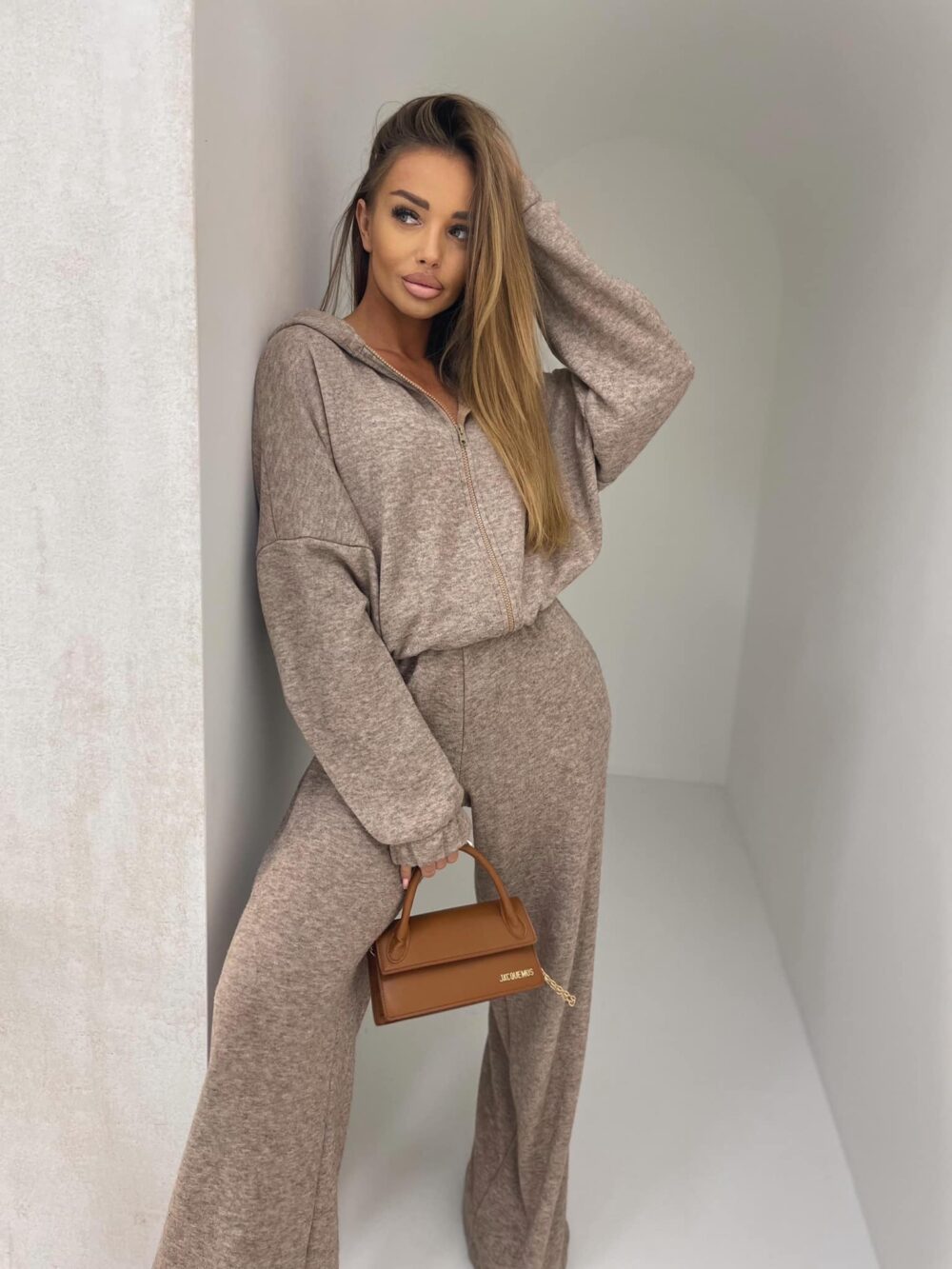 Komplet sweterkowy 2 w 1 - mocca - obrazek 2