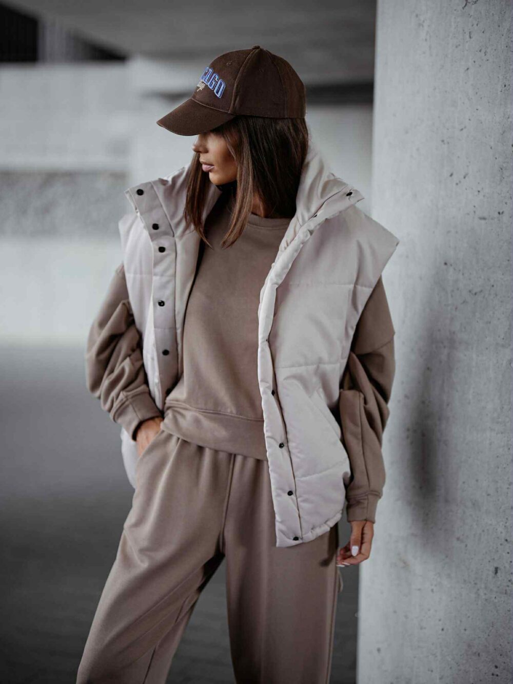 Kamizelka City Flow – Oversize beż