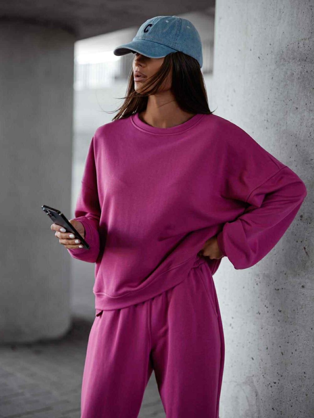Komplet dresowy Relaxed Fit - jagodowy róż - obrazek 3