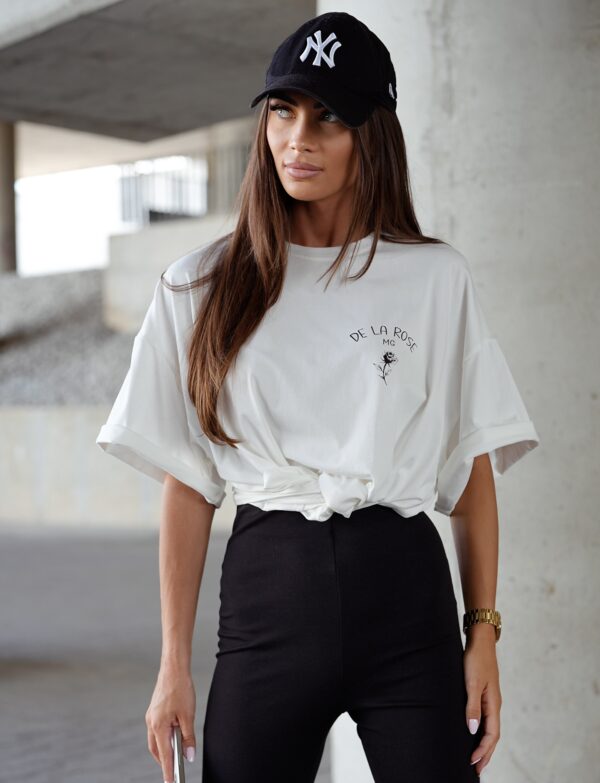 T-shirt "De La Rose" – Oversize Street Look - biały