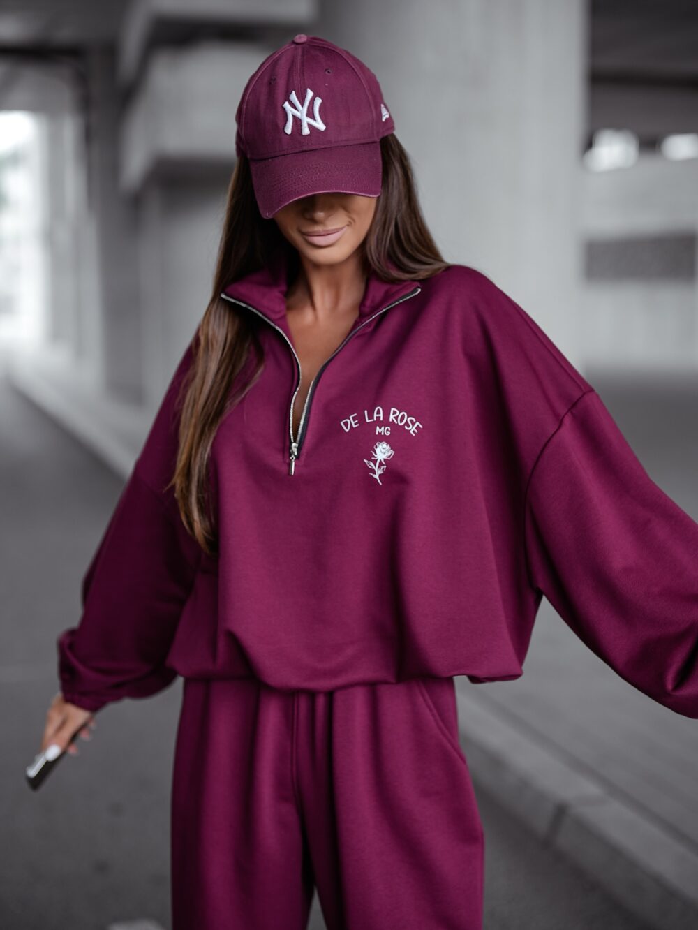 Komplet Dresowy 2w1 De La Rose – Bordo - obrazek 3