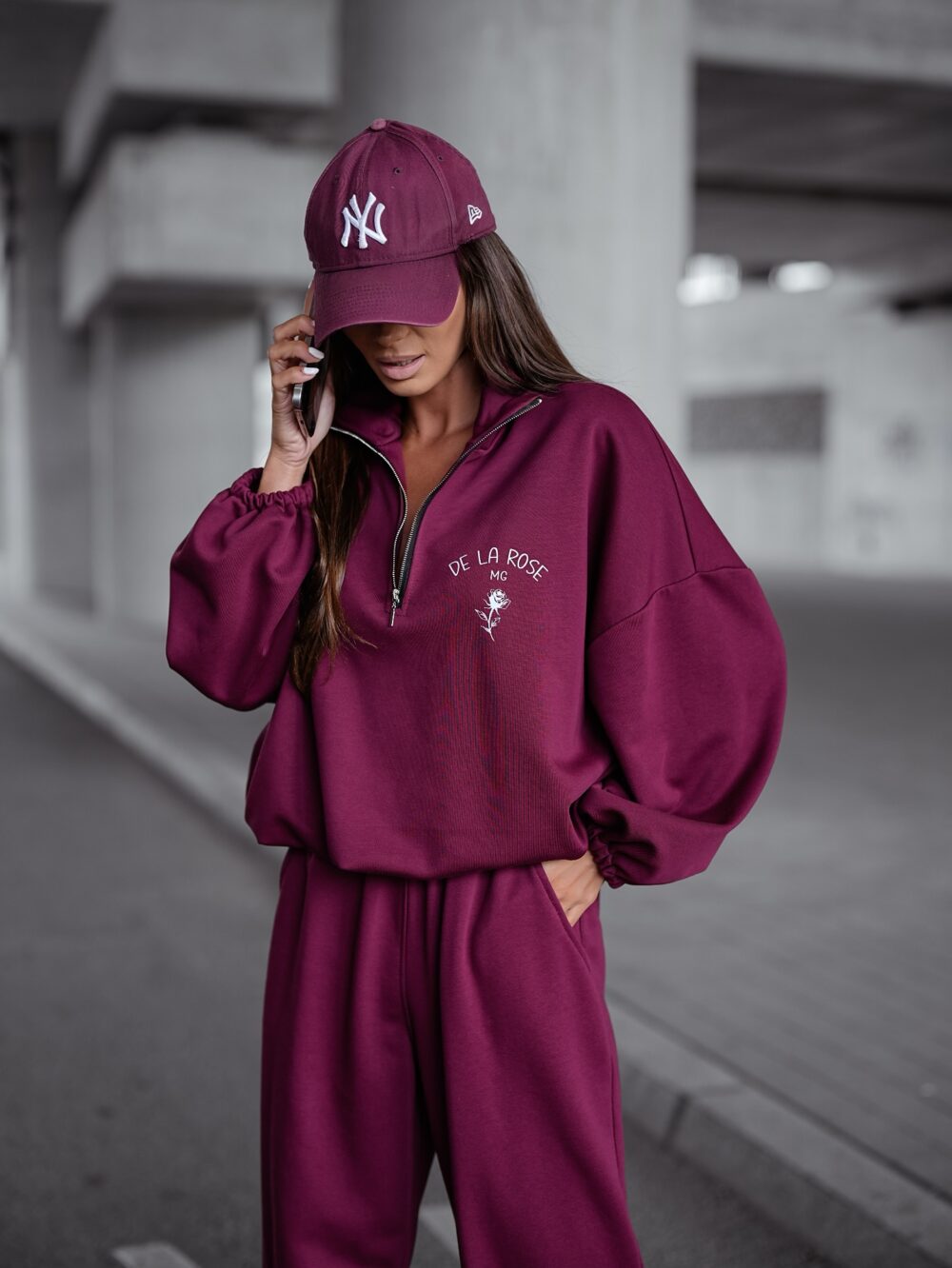 Komplet Dresowy 2w1 De La Rose – Bordo - obrazek 2