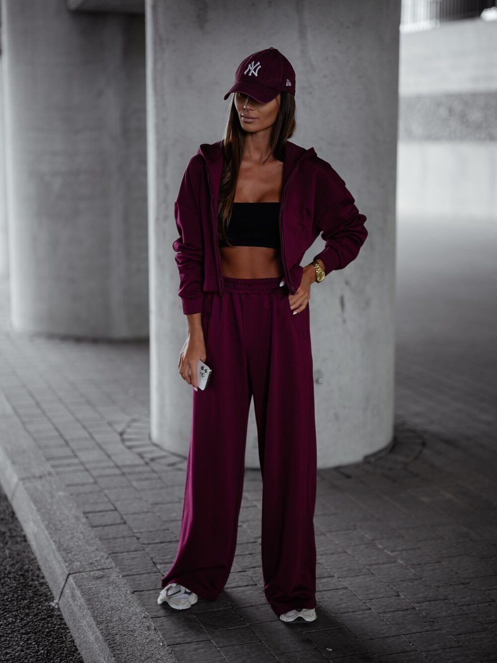 Komplet Soft Ease 2 w 1 – Luźny Styl i Komfort - bordo