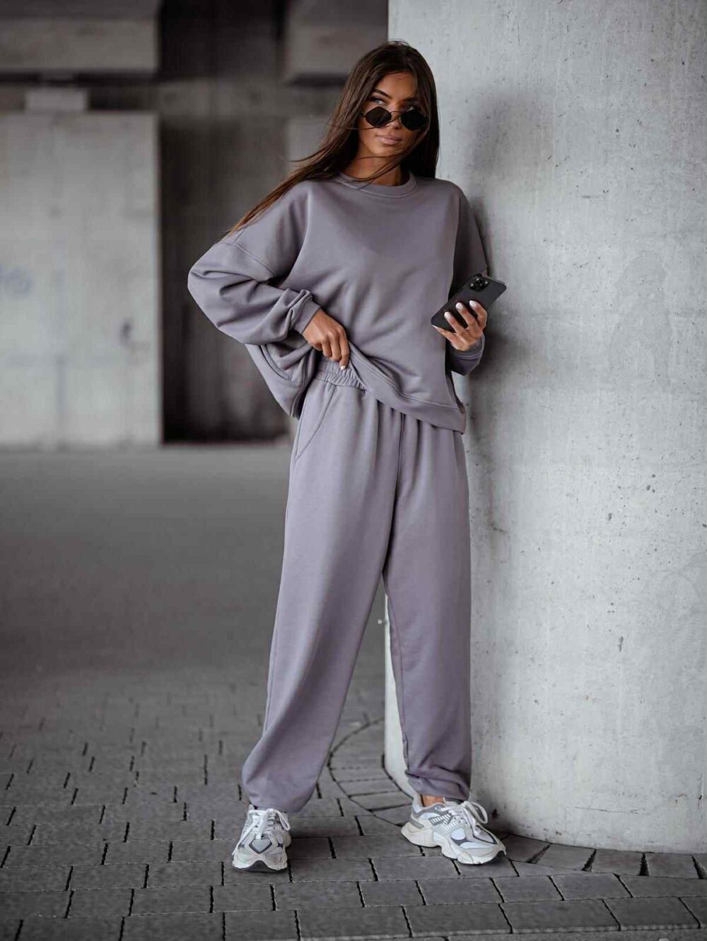 Komplet dresowy Relaxed Fit - szary - obrazek 4