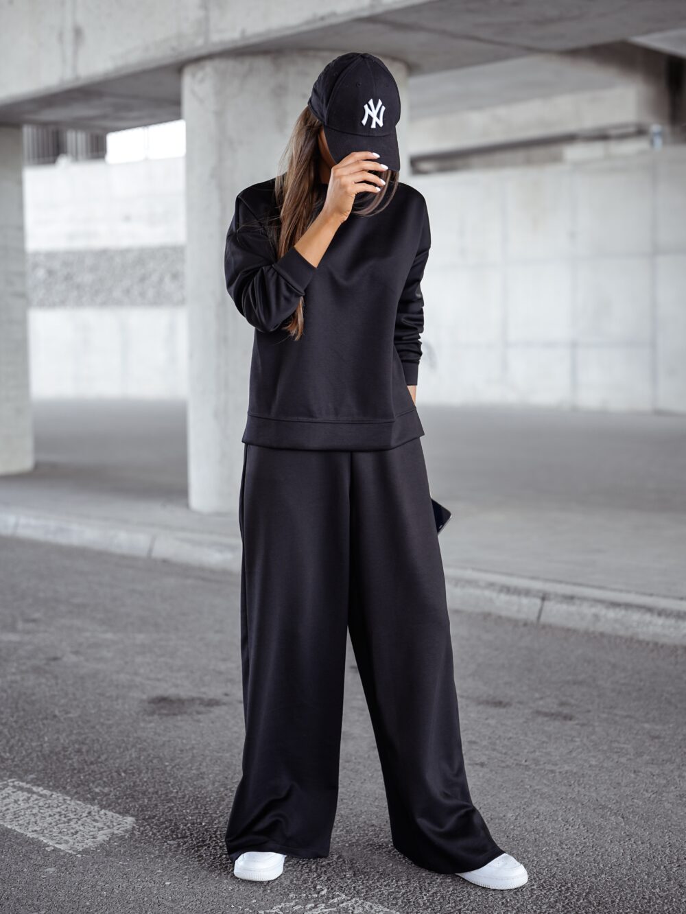 Komplet City Relax – 2w1 dres w stylu oversize - czarny