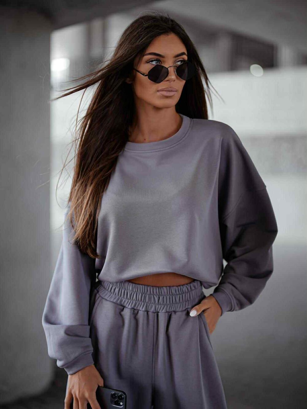 Komplet dresowy Relaxed Fit - szary - obrazek 2