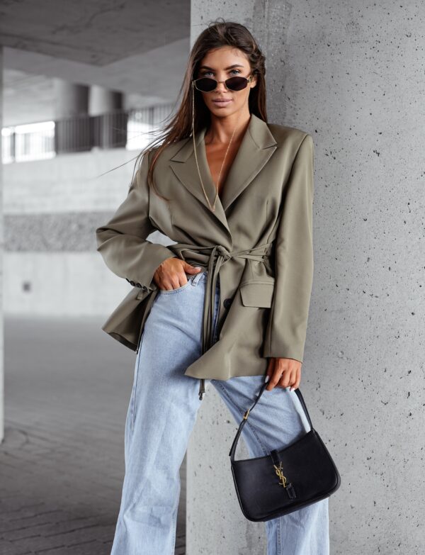 Marynarka Oversize z Paskiem oliwka – Lorence