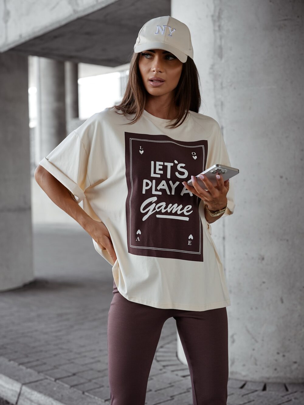 T-shirt oversize let's play - ecru