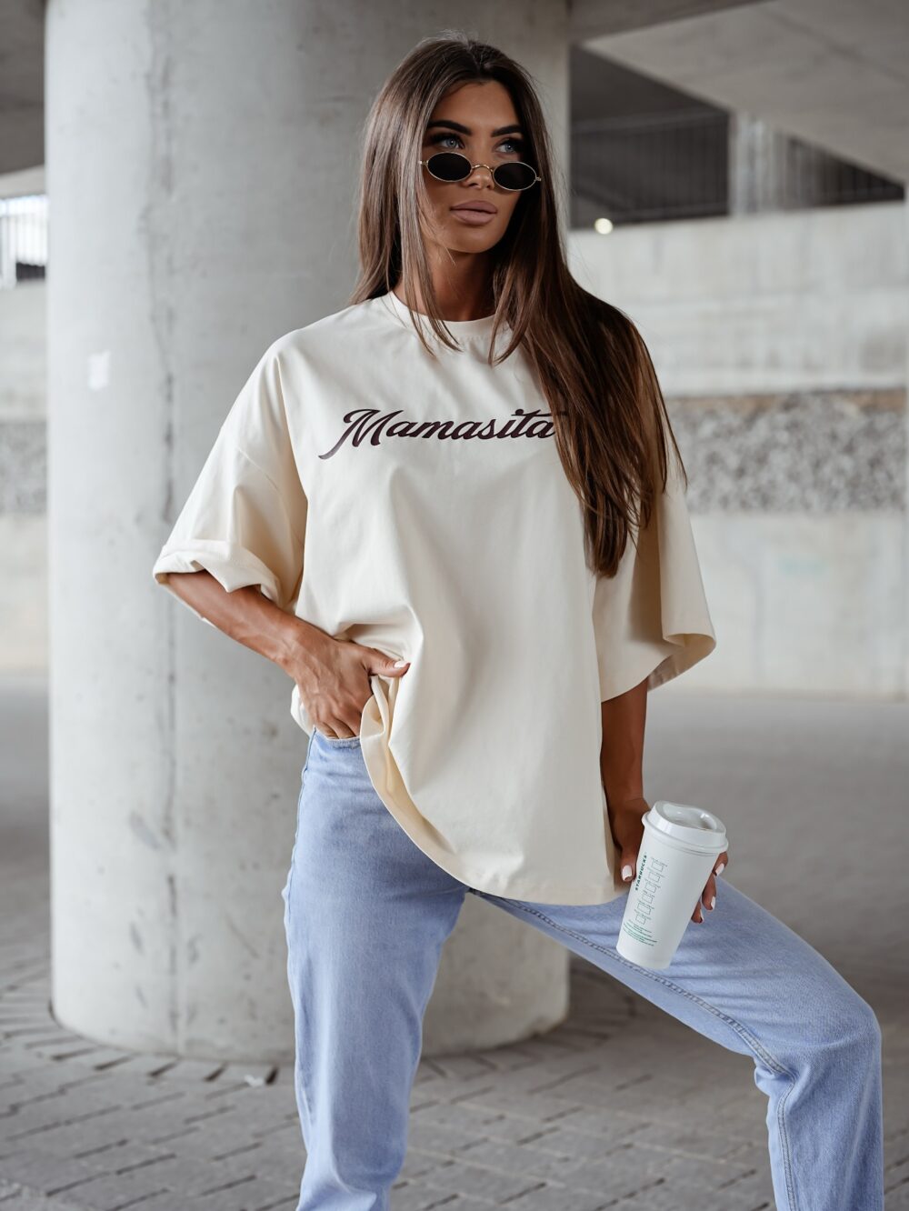 T-shirt oversize Mamasita - ecru
