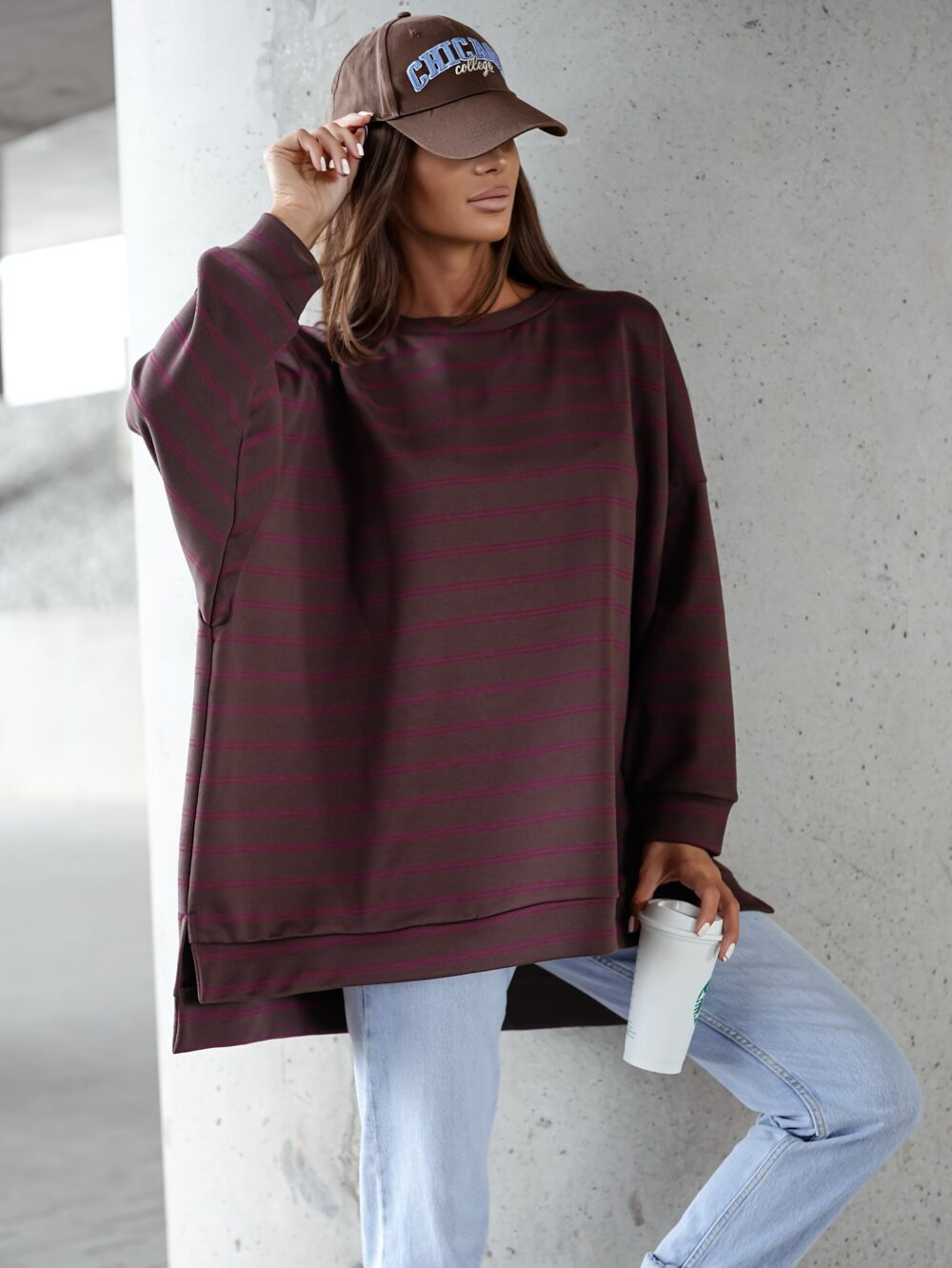 Bluza Oversize Mucha wersja long - czekolada