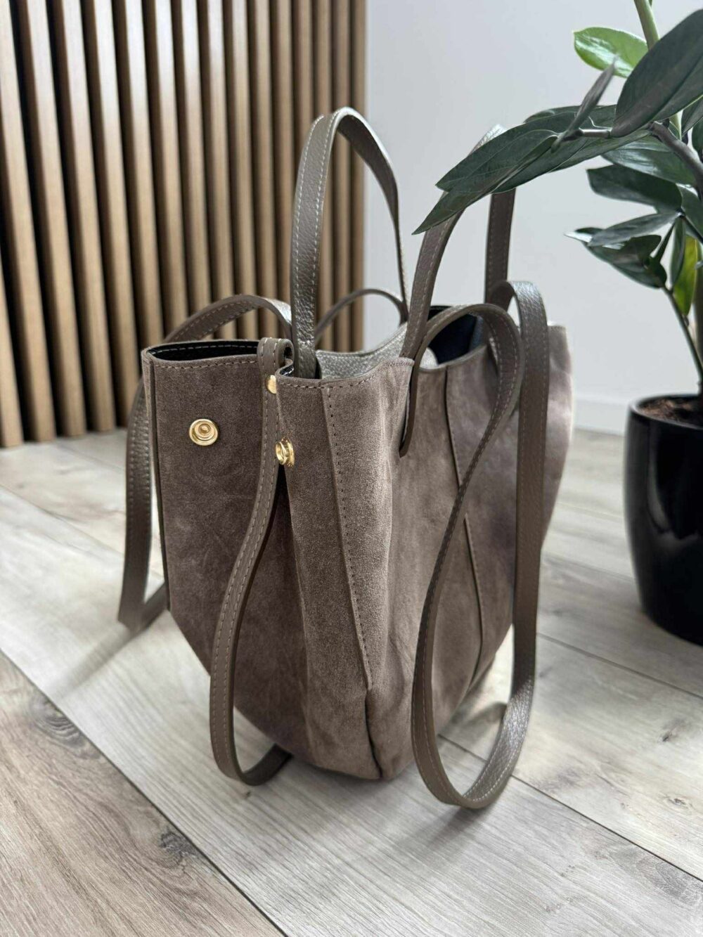 Shopperka z zamszu midi - fango - obrazek 3