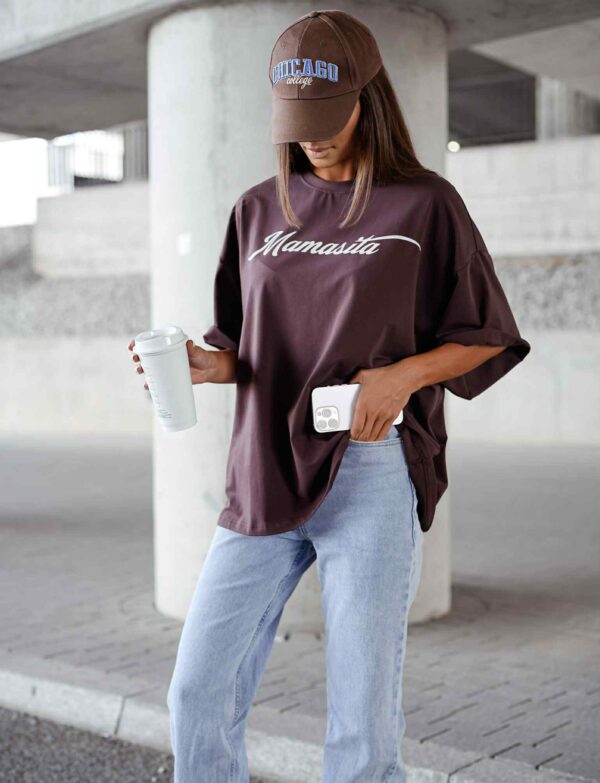 T-shirt oversize Mamasita - czekolada