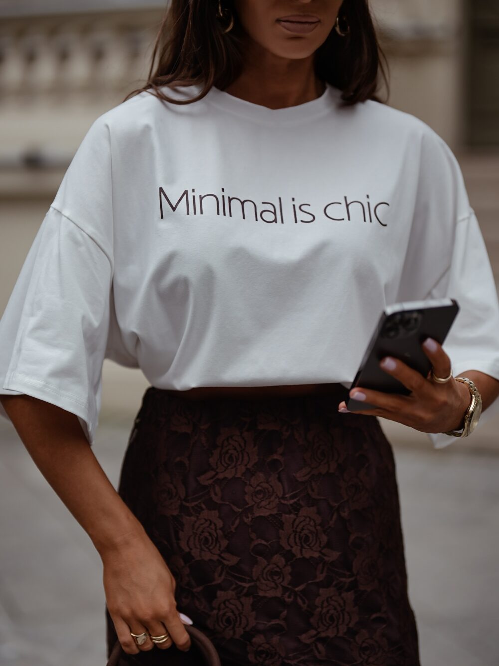 T-shirt Minimal Chic - biały - obrazek 3
