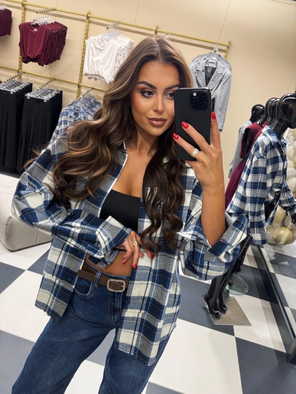 Koszula Oversize w Kratę Blue Check