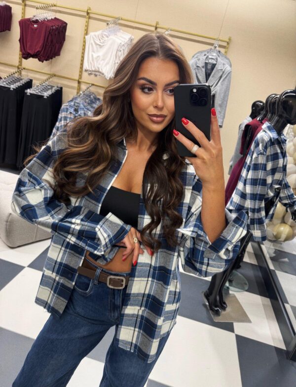 Koszula Oversize w Kratę Blue Check