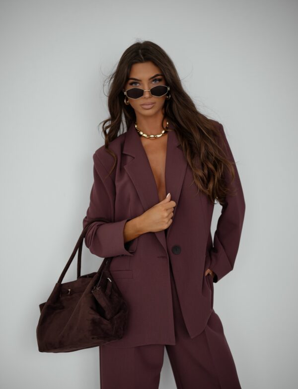 Klasyczna elegancka marynarka oversizowa - jasny burgund