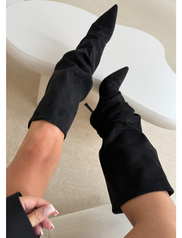 Marszczone Kozaki Czarne