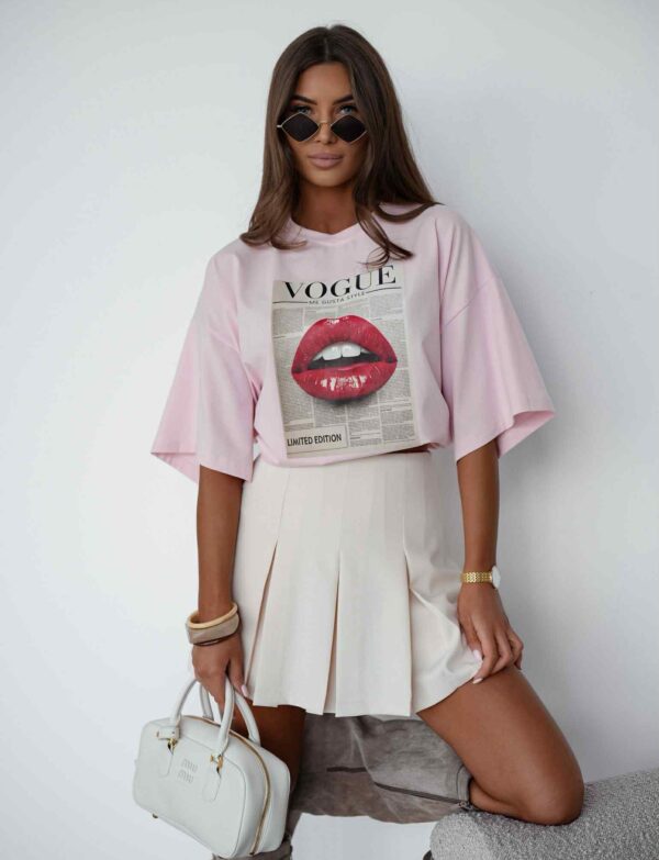 Vogue Lips T-shirt – różowa koszulka z nadrukiem