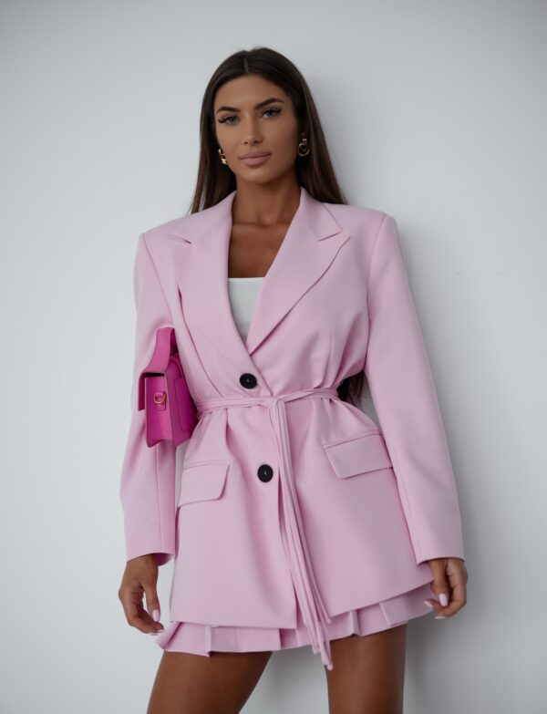 Marynarka Oversize z Paskiem pudrowy róż – Lorence