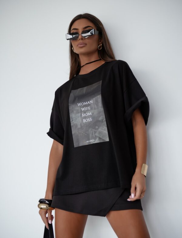 Boss Energy T-shirt – czarny t-shirt z nadrukiem