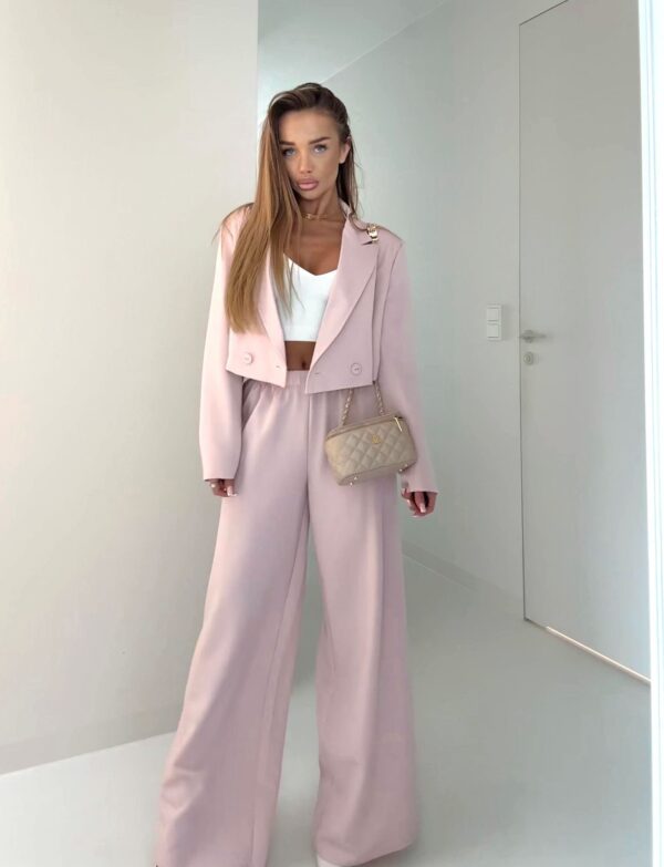 Garnitur 2w1 Agatha - marynarka i spodnie - puder róż