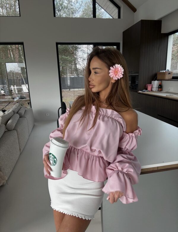 Bluzka hiszpanka - pudrowy róż