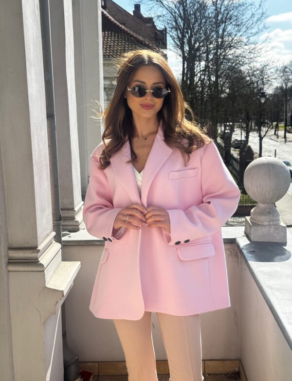 Damska marynarka z bawełny - dresówka - cukierkowy róż